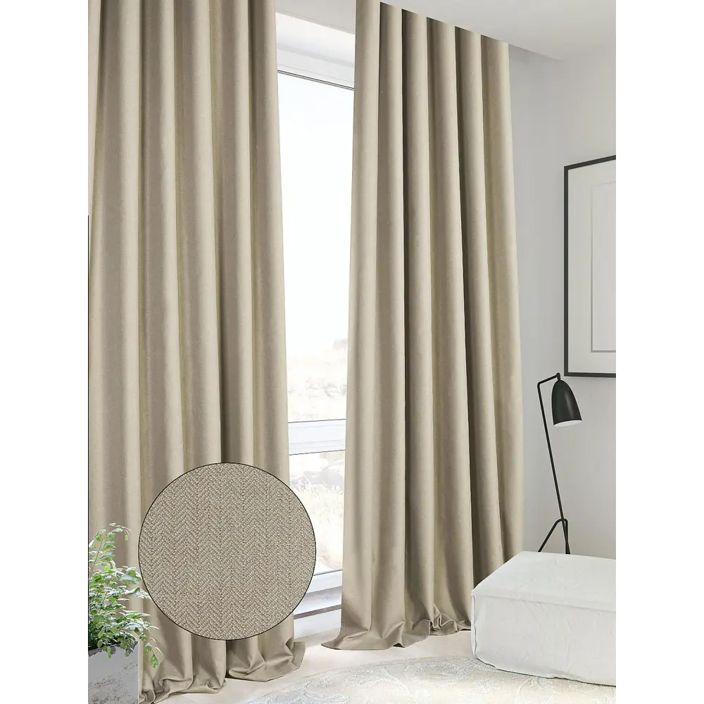 Фото Штора Helga Стиан TD-250039 на шторной ленте 145x250 см, цвет песочный Фото Штора Helga Стиан TD-250039 на шторной ленте 145x250 см, цвет песочный