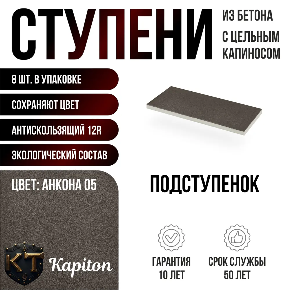 Фото Подступенок Kapiton Анкона 05 30x11x1 см цвет антрацит Фото Подступенок Kapiton Анкона 05 30x11x1 см цвет антрацит
