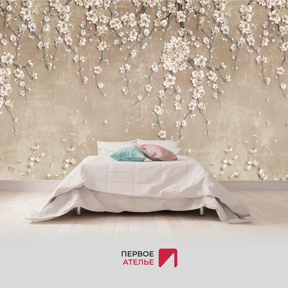 Фото 4 Фотообои флизелиновые Первое Ателье Цветущие ветки сакуры свисающие по стене pw94417 400x250 см Фото 4 Фотообои флизелиновые Первое Ателье Цветущие ветки сакуры свисающие по стене pw94417 400x250 см