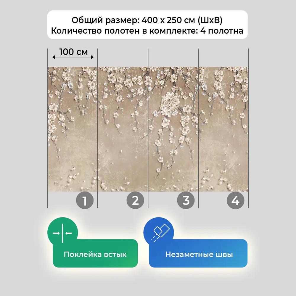 Фото 5 Фотообои флизелиновые Первое Ателье Цветущие ветки сакуры свисающие по стене pw94417 400x250 см Фото 5 Фотообои флизелиновые Первое Ателье Цветущие ветки сакуры свисающие по стене pw94417 400x250 см