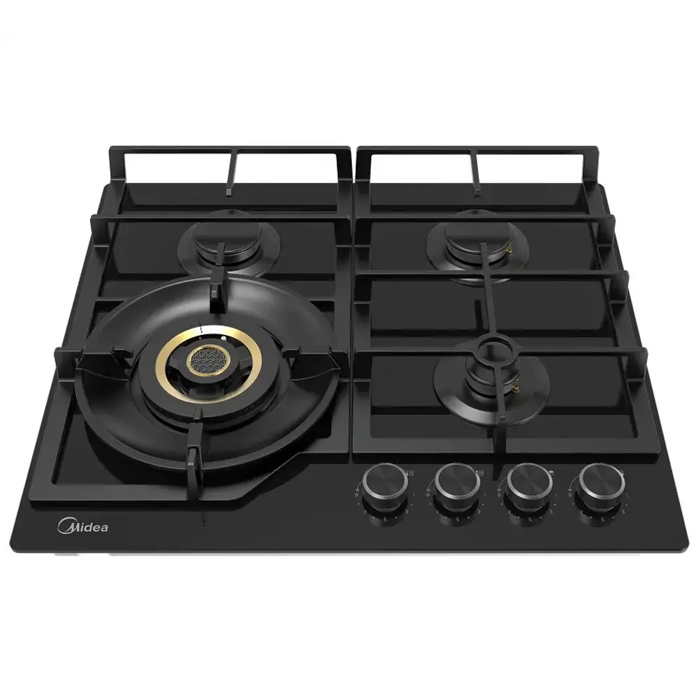 Фото 2 Газовая варочная панель Midea MG697VGB 60 см 4 конфорки цвет черный Фото 2 Газовая варочная панель Midea MG697VGB 60 см 4 конфорки цвет черный