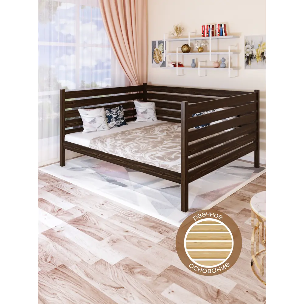 Фото 3 Кровать Solarius Tahta-spin120-190ven 130 x 101 x 200 см сосна цвет коричневый Фото 3 Кровать Solarius Tahta-spin120-190ven 130 x 101 x 200 см сосна цвет коричневый