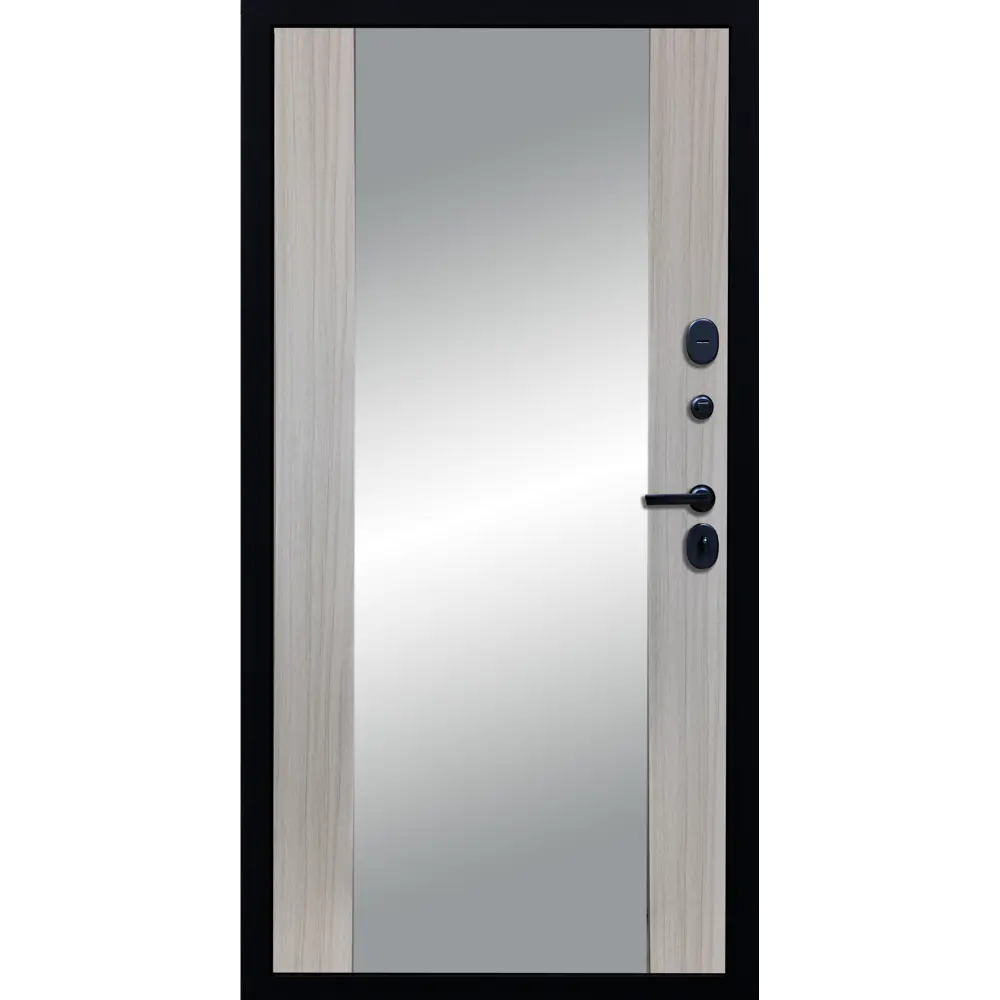 Фото 2 Входная дверь Diva STR МХ-45 205x86см правый цвет Д15 сандал белый/черный кварц с зеркалом