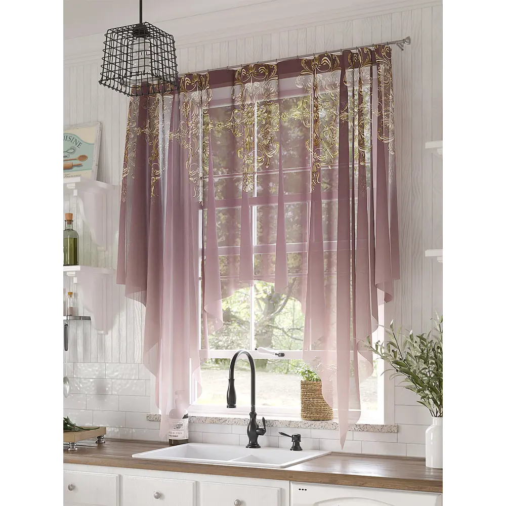 Фото Тюль Helga Базовая коллекция HH534240 на шторной ленте 145x200 см цвет бежевый, красный, желтый, фиолетовый