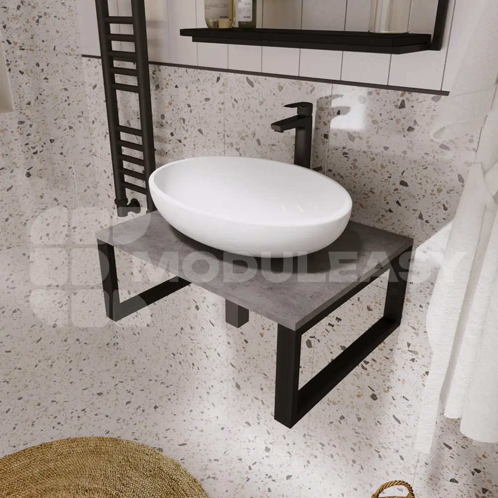 Фото 4 Столешница в ванную Moduleasy Ц0000038967 70x48.2см МДФ цвет серый/серебристый Фото 4 Столешница в ванную Moduleasy Ц0000038967 70x48.2см МДФ цвет серый/серебристый