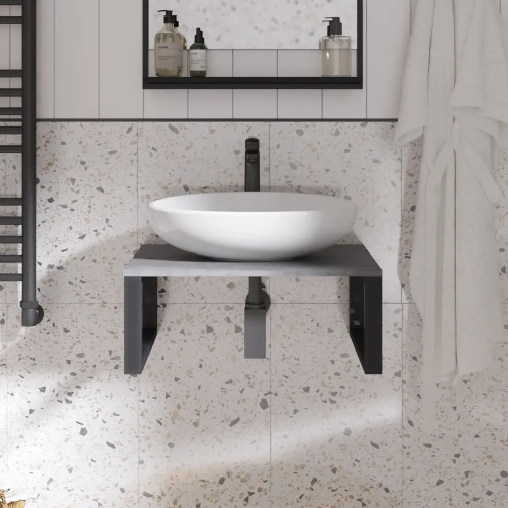 Фото 7 Столешница в ванную Moduleasy Ц0000038967 70x48.2см МДФ цвет серый/серебристый Фото 7 Столешница в ванную Moduleasy Ц0000038967 70x48.2см МДФ цвет серый/серебристый