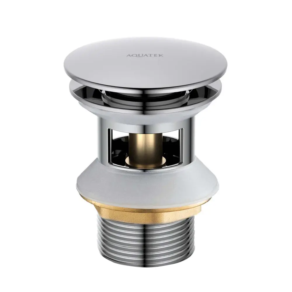 Фото 2 Донный клапан для раковины Aquatek AQ6002CR D32 мм клик-клак без перелива латунь цвет хром Фото 2 Донный клапан для раковины Aquatek AQ6002CR D32 мм клик-клак без перелива латунь цвет хром