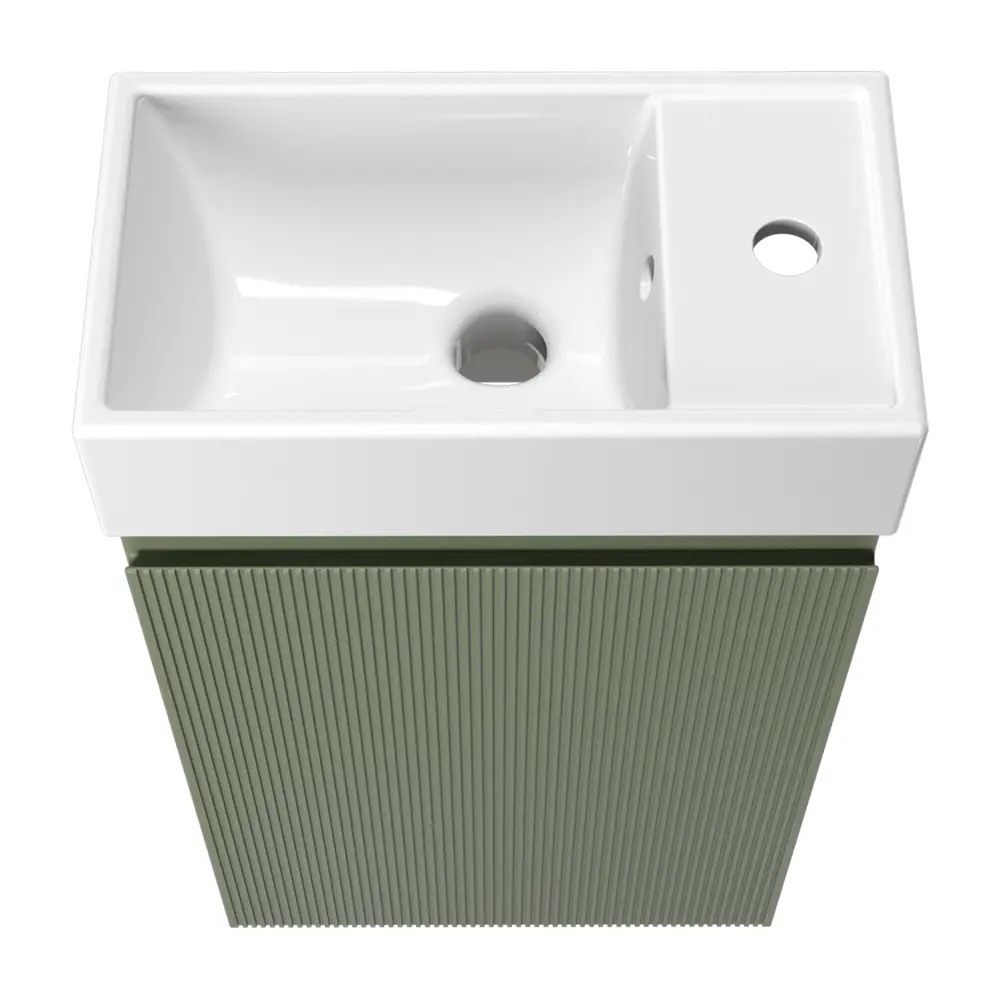 Фото 2 Тумба с раковиной подвесная Wellsee WC Area 20216889R с донным клапаном, сифоном, смесителем и вентилями цвет зеленый Фото 2 Тумба с раковиной подвесная Wellsee WC Area 20216889R с донным клапаном, сифоном, смесителем и вентилями цвет зеленый