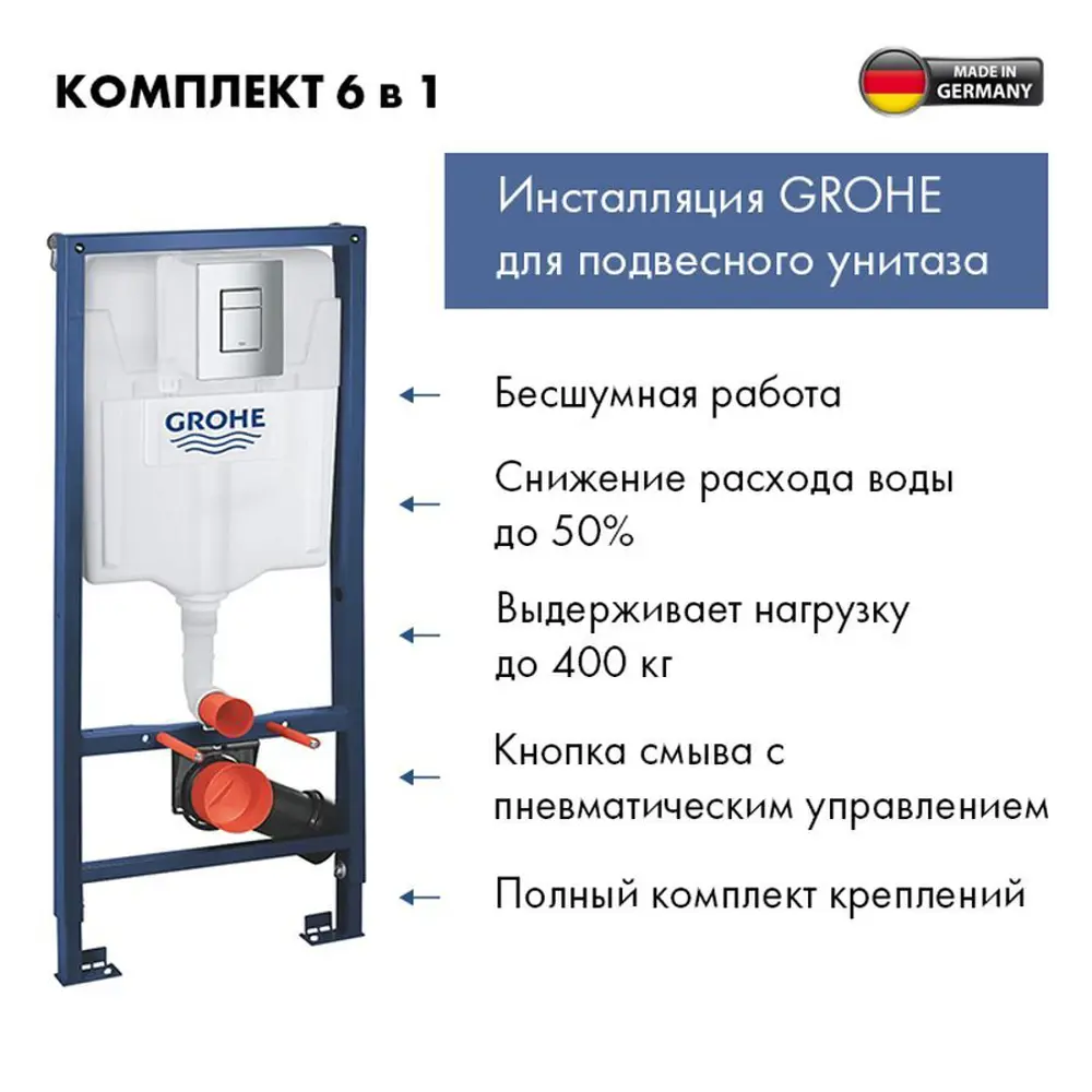 Фото 2 Инсталляция GROHE Rapid SL стандартная с клавишей хром и унитаз подвесной безободковый ADT Long 52x36.5 Vortex микролифт белый глянцевый конус Фото 2 Инсталляция GROHE Rapid SL стандартная с клавишей хром и унитаз подвесной безободковый ADT Long 52x36.5 Vortex микролифт белый глянцевый конус