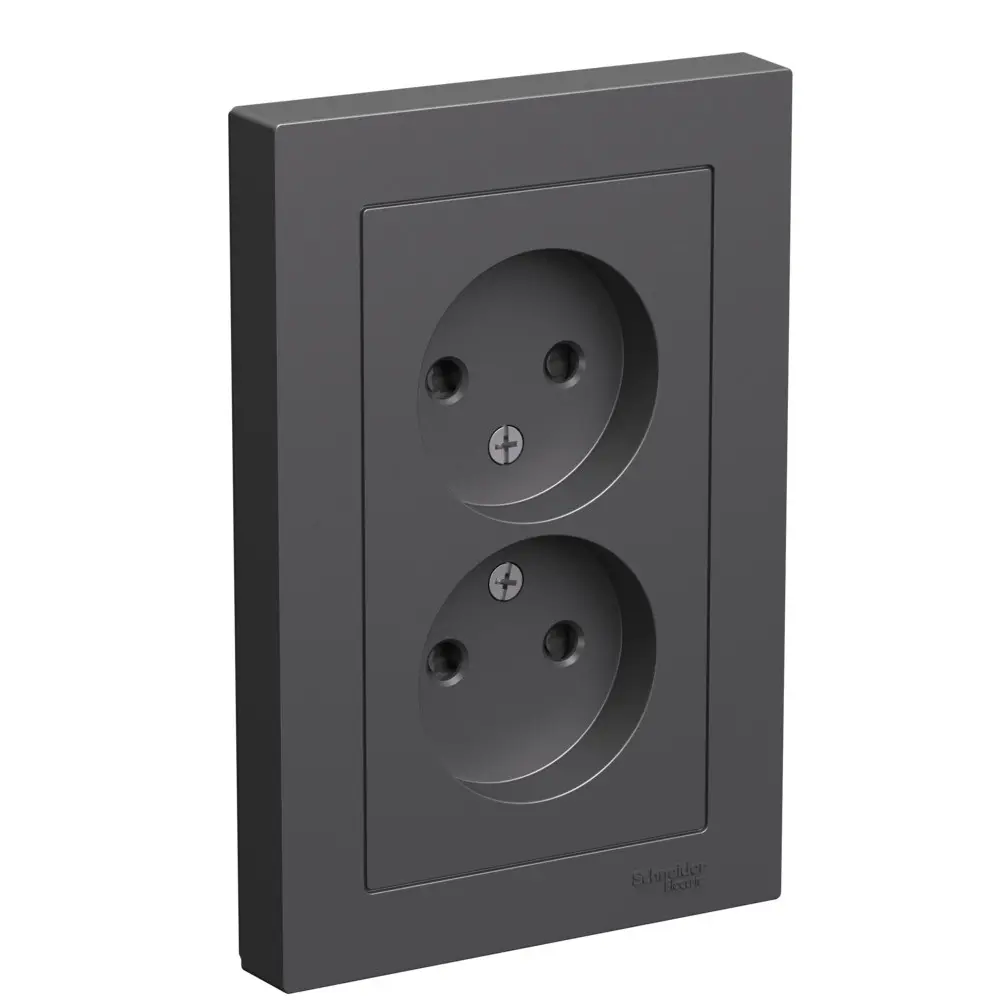 Фото Розетка двойная встраиваемая Systeme electric AtlasDesign ATN001422 со шторками цвет базальт Фото Розетка двойная встраиваемая Systeme electric AtlasDesign ATN001422 со шторками цвет базальт