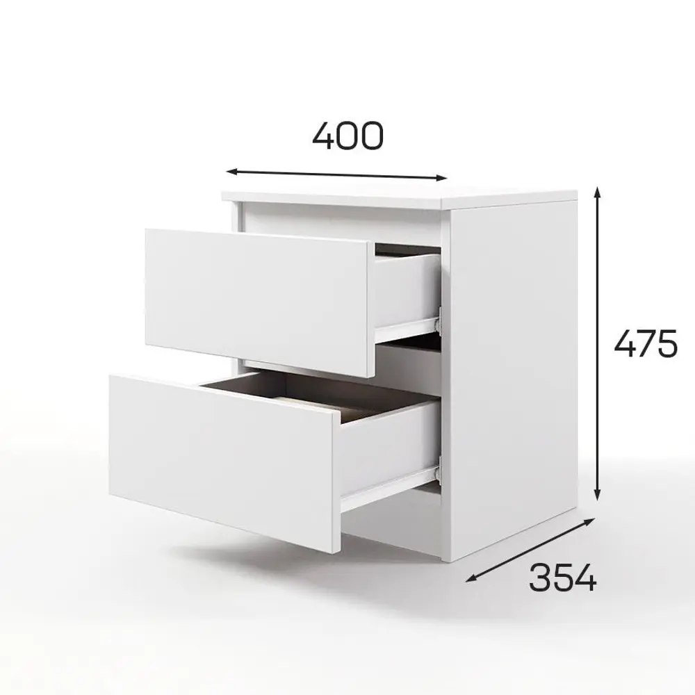 Фото 12 Тумба прикроватная Альбина 40x47x35 см 2 ящика ЛДСП цвет белый Фото 12 Тумба прикроватная Альбина 40x47x35 см 2 ящика ЛДСП цвет белый