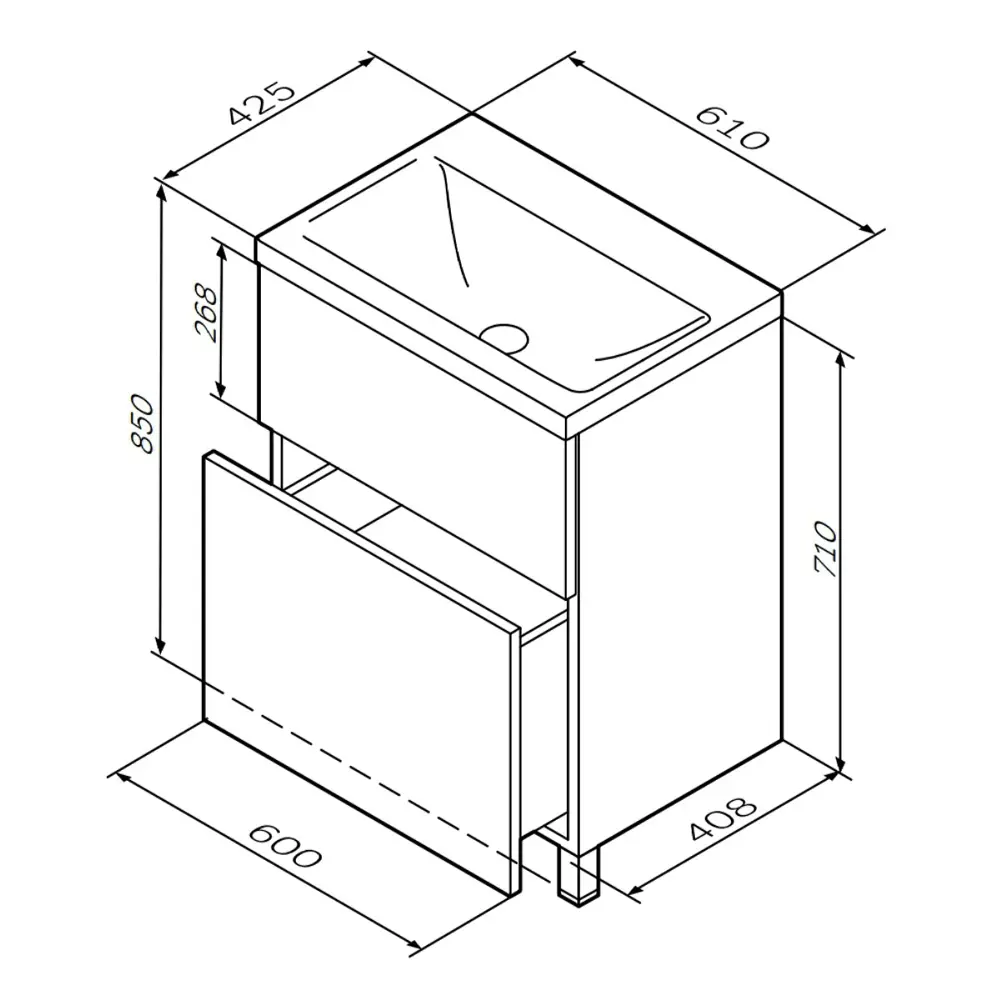 Фото 7 Тумба под раковину напольная Am.pm M93FSX06022WG32 60см цвет белый