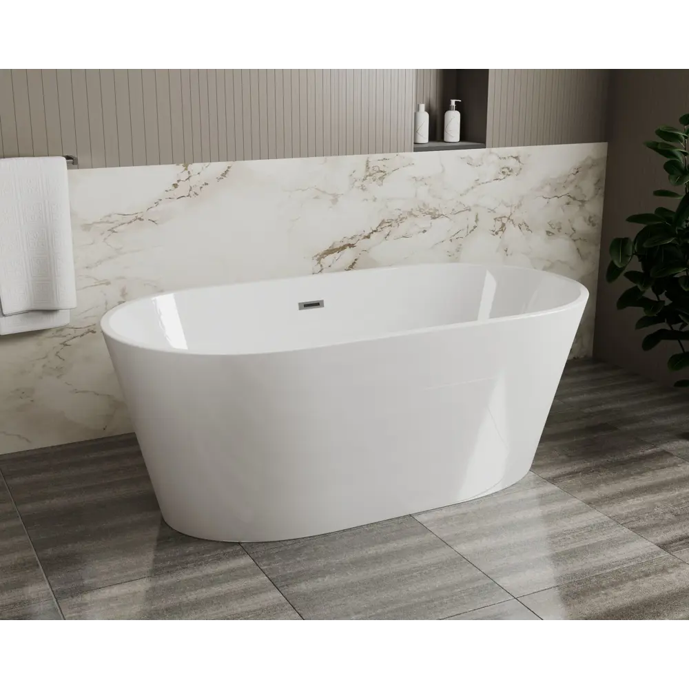 Фото 4 Ванна отдельностоящая BAUEDGE Nimb акриловая 150x75 в комплекте со сливом-переливом цвет белый Фото 4 Ванна отдельностоящая BAUEDGE Nimb акриловая 150x75 в комплекте со сливом-переливом цвет белый