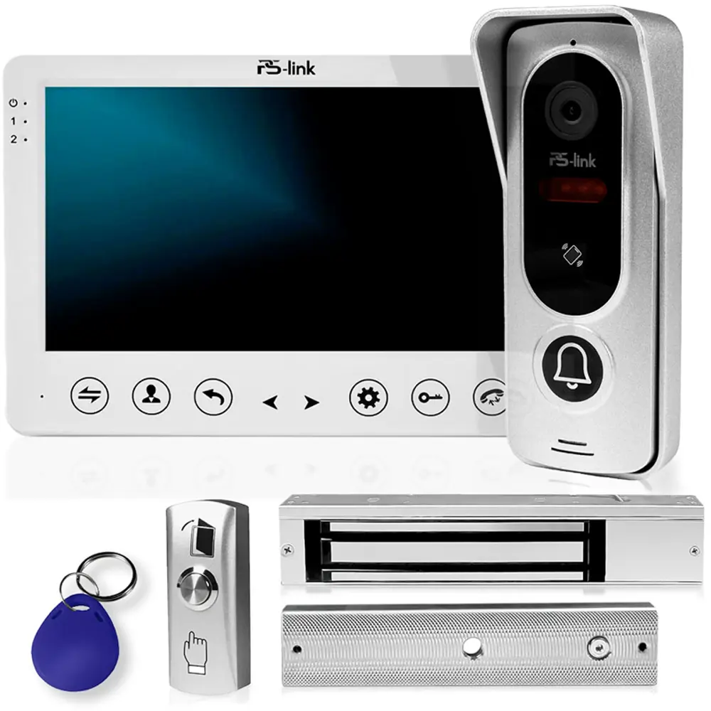 Фото Комплект видеодомофона Ps-link KIT-7521WS-28 7" цвет белый Фото Комплект видеодомофона Ps-link KIT-7521WS-28 7" цвет белый
