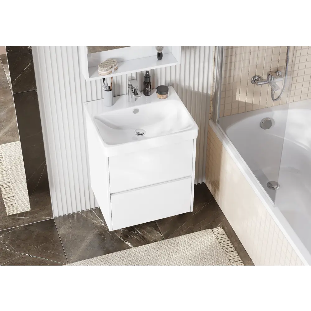 Фото 7 Тумба под раковину подвесная Aquaton 1A2517V0SD010 53.2см цвет белый, с раковиной Фото 7 Тумба под раковину подвесная Aquaton 1A2517V0SD010 53.2см цвет белый, с раковиной