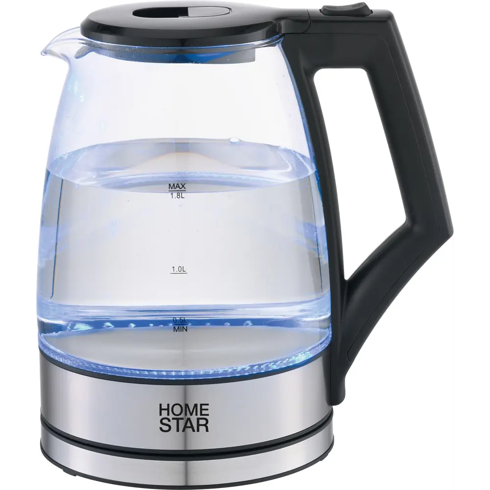 Фото Электрический чайник 1.8 л Homestar HS-1004 стекло цвет черный Фото Электрический чайник 1.8 л Homestar HS-1004 стекло цвет черный
