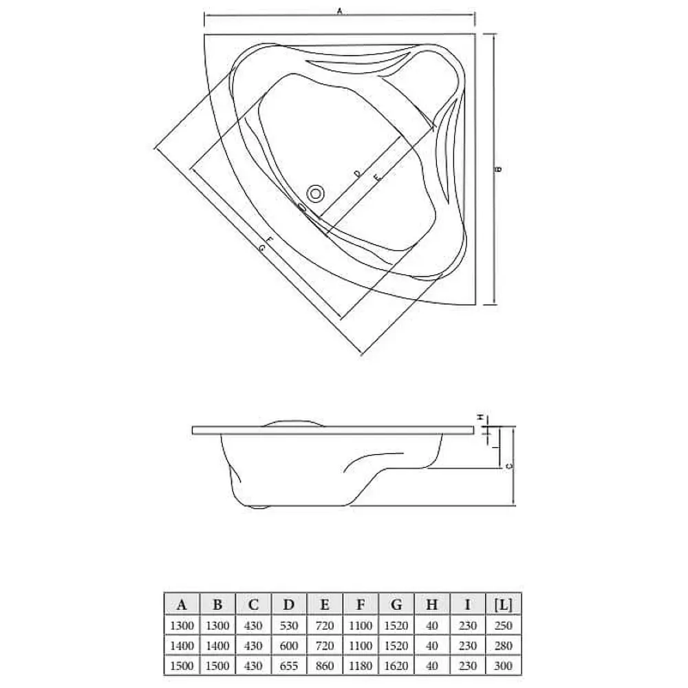 Фото 3 Ванная угловая C-BATH Aurora 140x140 акриловая Фото 3 Ванная угловая C-BATH Aurora 140x140 акриловая