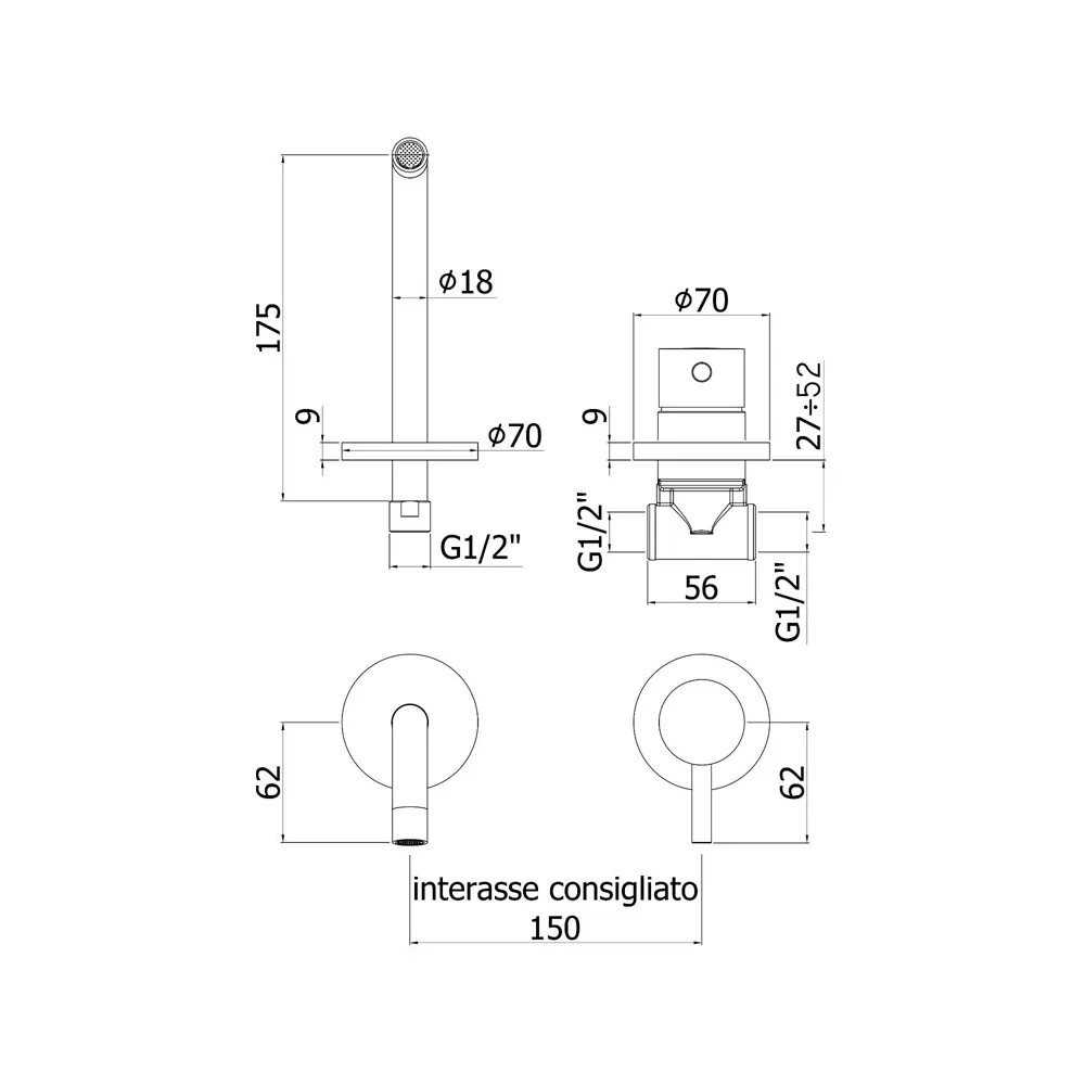 Фото 3 Смеситель для раковины PAFFONI Light LIG006NO70 00216468 стационарный цвет черный матовый Фото 3 Смеситель для раковины PAFFONI Light LIG006NO70 00216468 стационарный цвет черный матовый