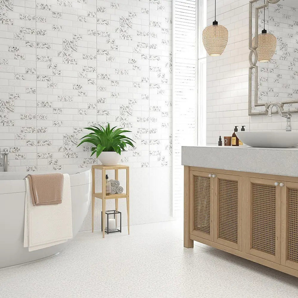 Фото 2 Керамическая плитка Керамин Мирабель CDB00020791 30x60см 1.98 м² цвет белый, цена за упаковку Фото 2 Керамическая плитка Керамин Мирабель CDB00020791 30x60см 1.98 м² цвет белый, цена за упаковку