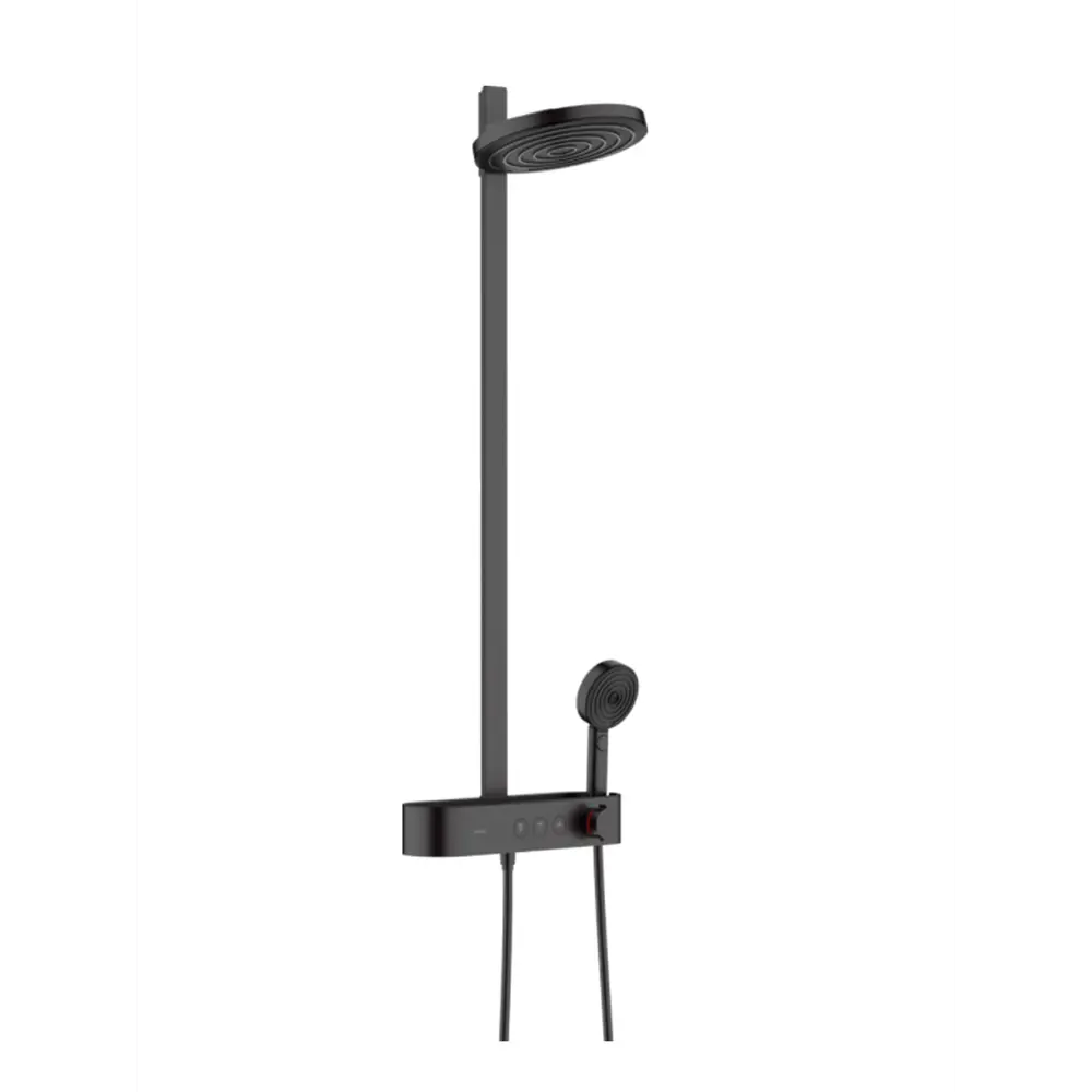 Фото Душевая стойка Hansgrohe 24240670 Pulsify S 3 режима цвет черный со смесителем Фото Душевая стойка Hansgrohe 24240670 Pulsify S 3 режима цвет черный со смесителем