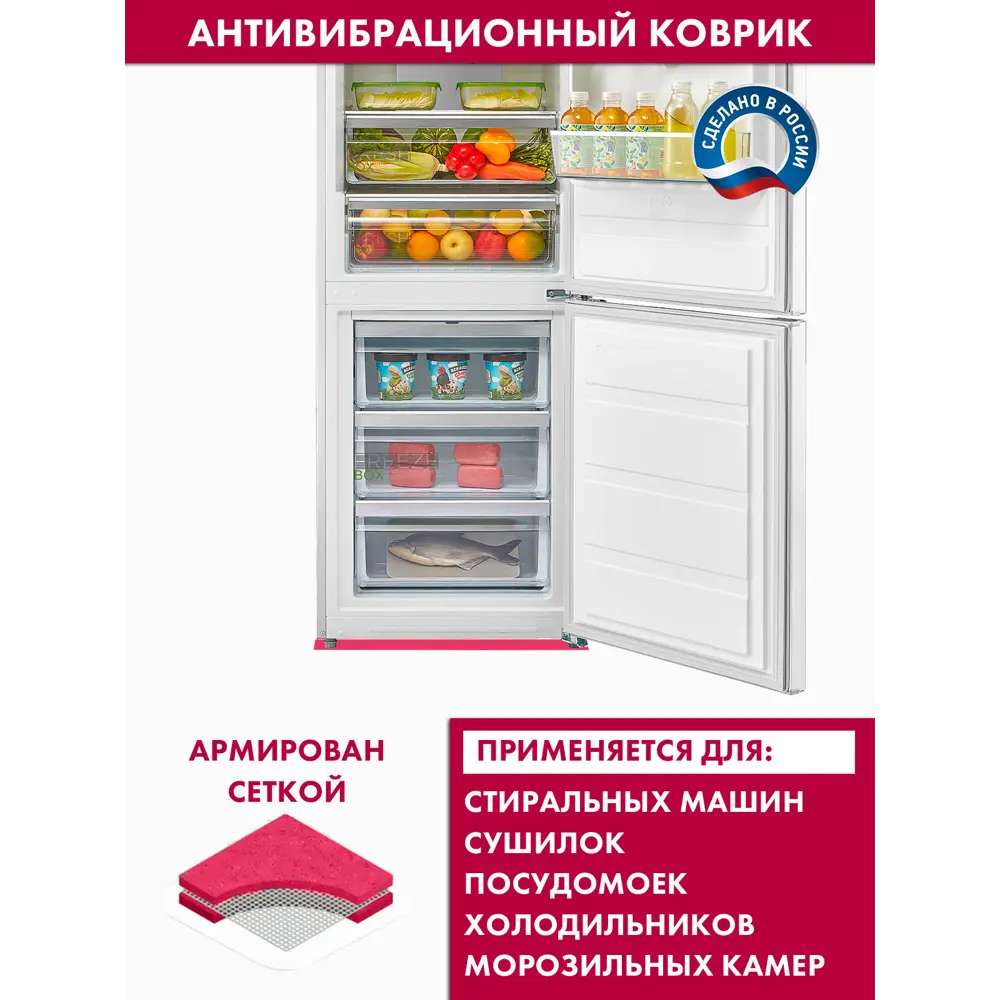 Фото 3 Антивибрационный коврик для бытовой техники 60x85 см розовый Фото 3 Антивибрационный коврик для бытовой техники 60x85 см розовый