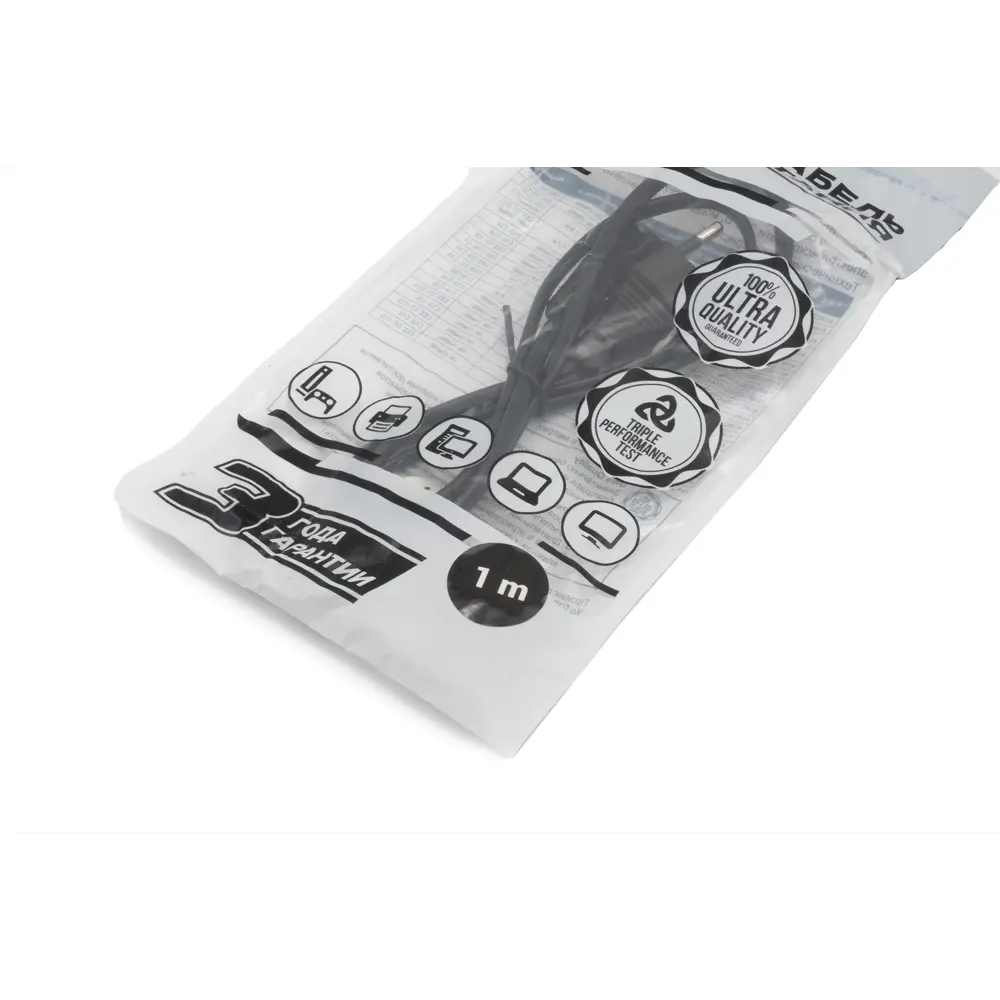 Фото 3 Кабель питания A1 A1-PC05-EU-C7-1M CEE 7/16- С7 2x0.5 1 м 550 Вт цвет черный