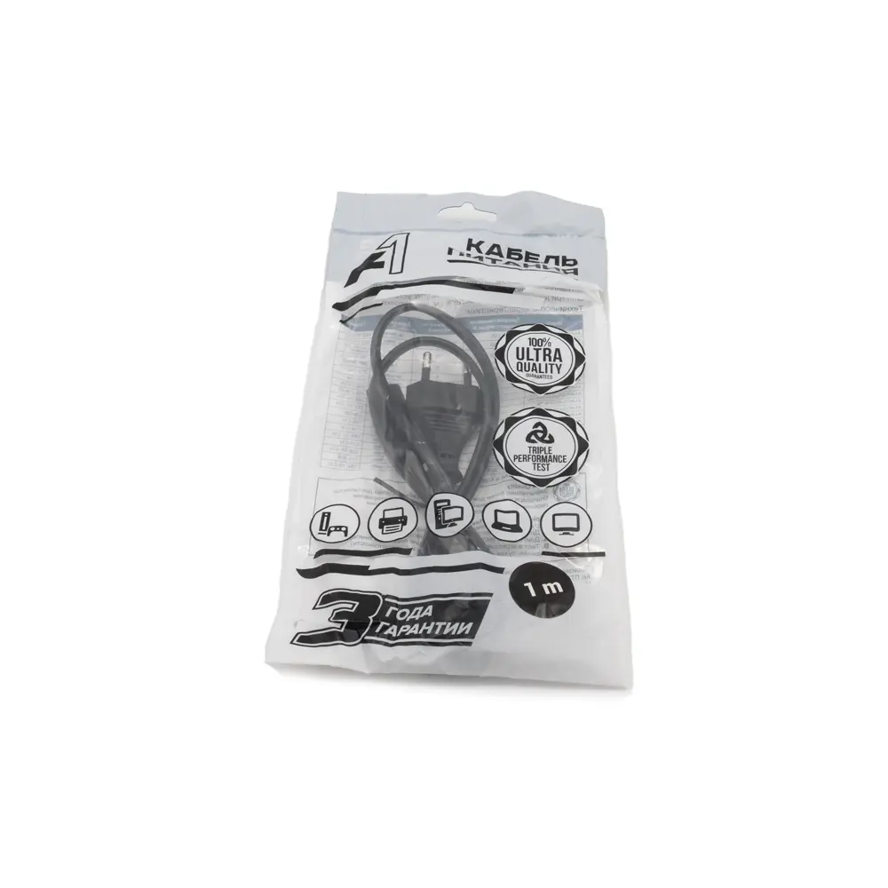 Фото Кабель питания A1 A1-PC05-EU-C7-1M CEE 7/16- С7 2x0.5 1 м 550 Вт цвет черный