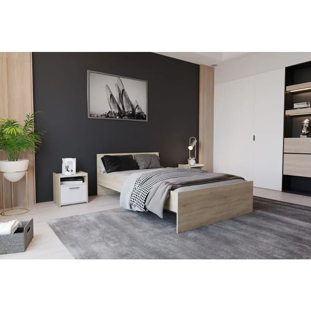 Фото 6 Тумба прикроватная Silva 40x44x35 см 1 ящик ЛДСП цвет белый, дуб сонома Фото 6 Тумба прикроватная Silva 40x44x35 см 1 ящик ЛДСП цвет белый, дуб сонома