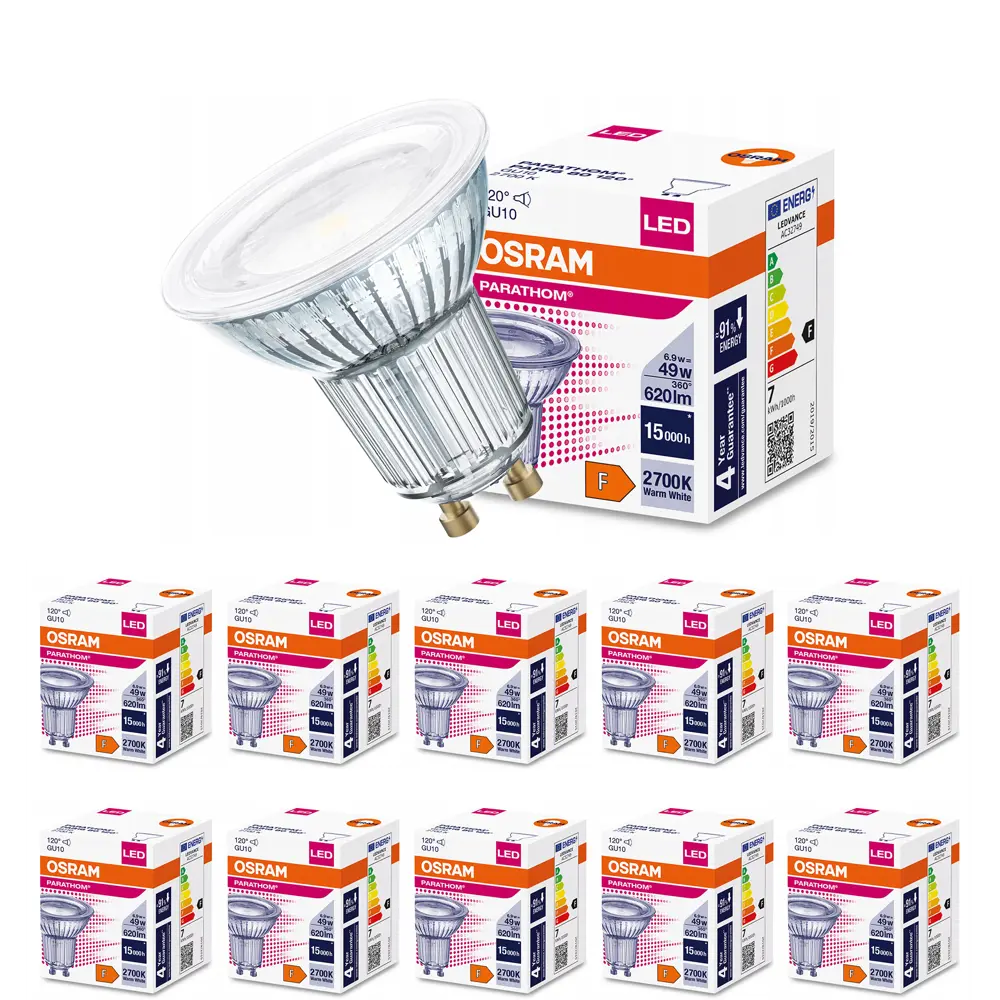 Фото Набор ламп светодиодных Osram 4058075608771-10 GU10 220-240 В 6.9 Вт спот 620 Лм теплый белый (желтый) свет 10 шт Фото Набор ламп светодиодных Osram 4058075608771-10 GU10 220-240 В 6.9 Вт спот 620 Лм теплый белый (желтый) свет 10 шт