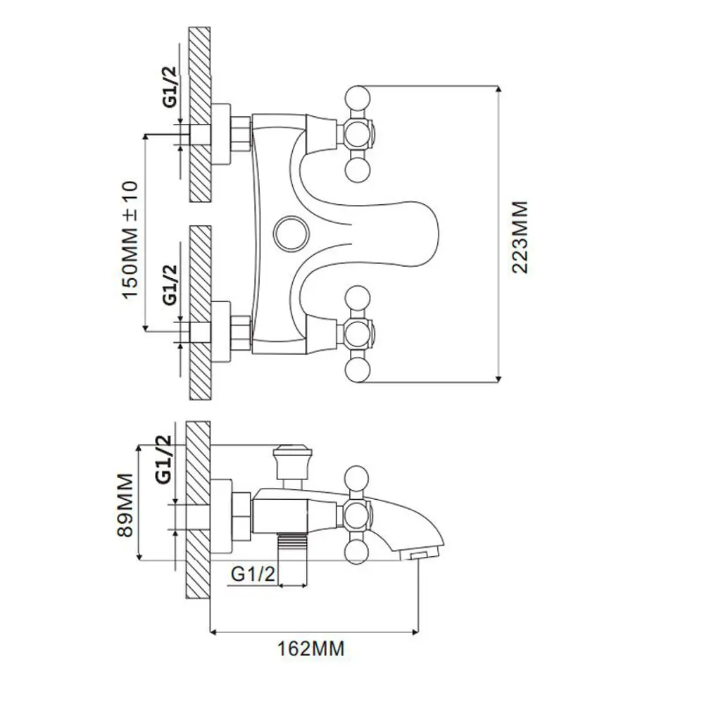 Фото 2 Смеситель для ванны Maxonor MN3119-4 двухвентильный цвет хром