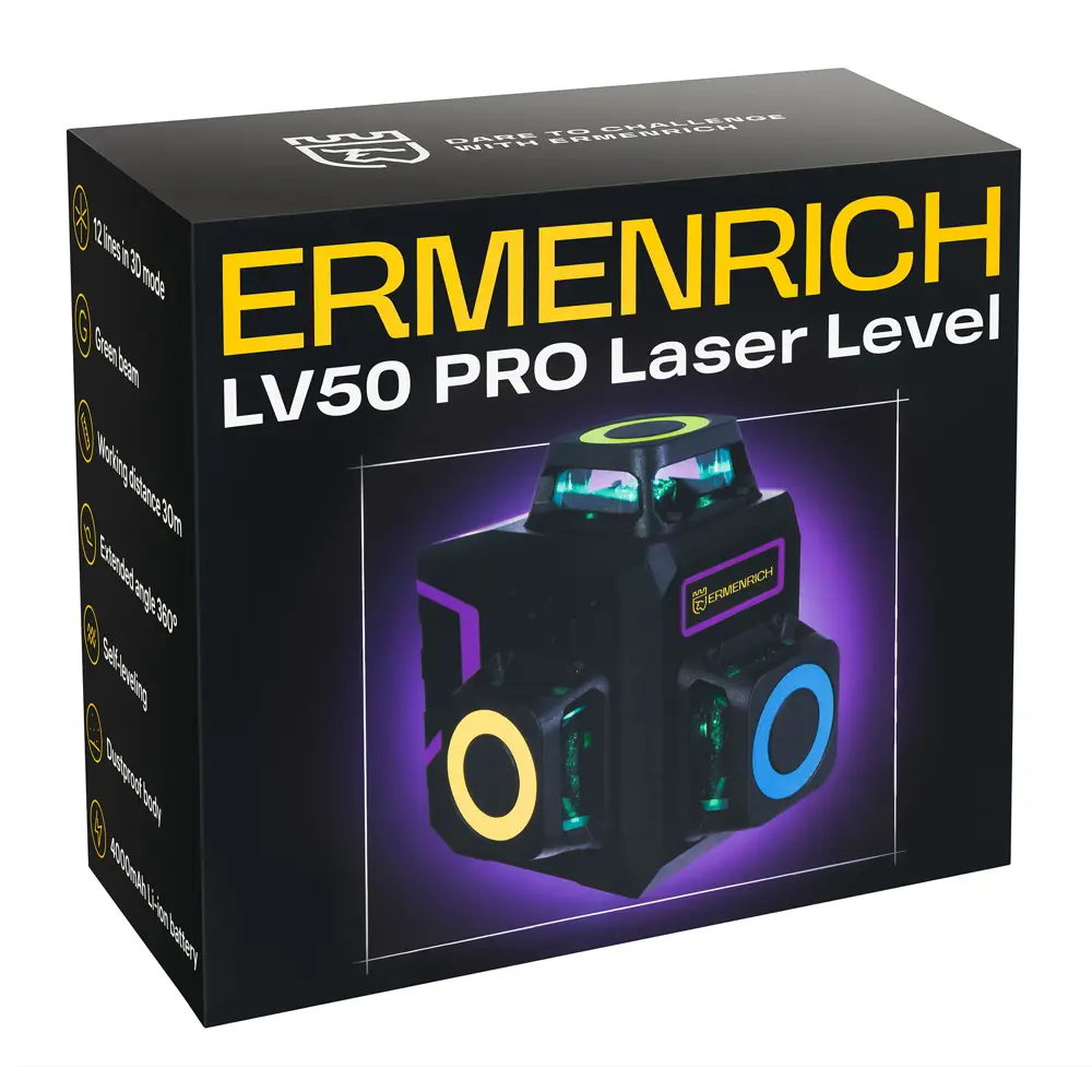 Фото 10 Уровень лазерный Ermenrich LV50 Pro зеленый луч, дальность до 30 м Фото 10 Уровень лазерный Ermenrich LV50 Pro зеленый луч, дальность до 30 м