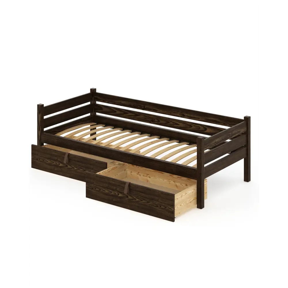 Фото Тахта односпальная Solarius орто основание с 2 выкатными ящиками 100x63x180 см сосна цвет венге Фото Тахта односпальная Solarius орто основание с 2 выкатными ящиками 100x63x180 см сосна цвет венге