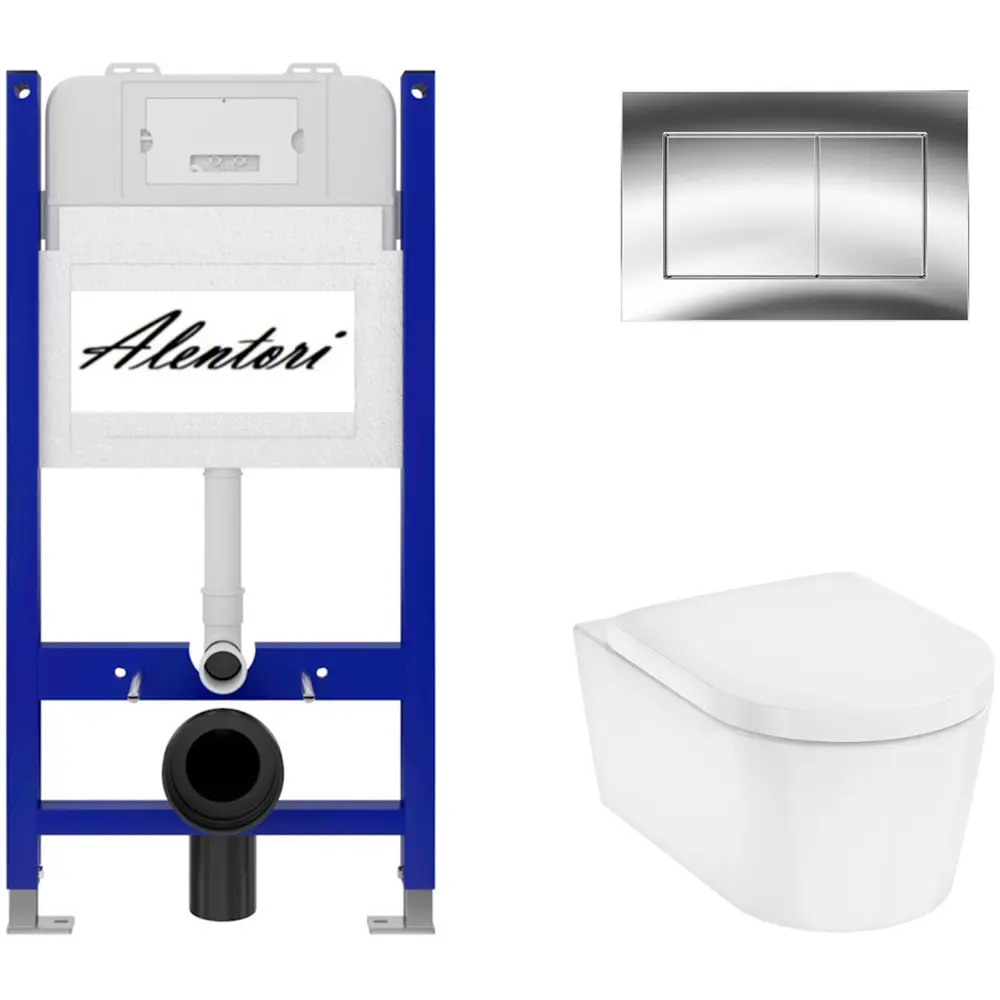 Фото 4 Инсталляция Alentori SISTEMA 50 AL.SIS33T с клавишей Alentori CHIAVE A гл/хром AL.CHI012CH Hansgrohe EluPura Original S унитаз 540x360 белый Фото 4 Инсталляция Alentori SISTEMA 50 AL.SIS33T с клавишей Alentori CHIAVE A гл/хром AL.CHI012CH Hansgrohe EluPura Original S унитаз 540x360 белый