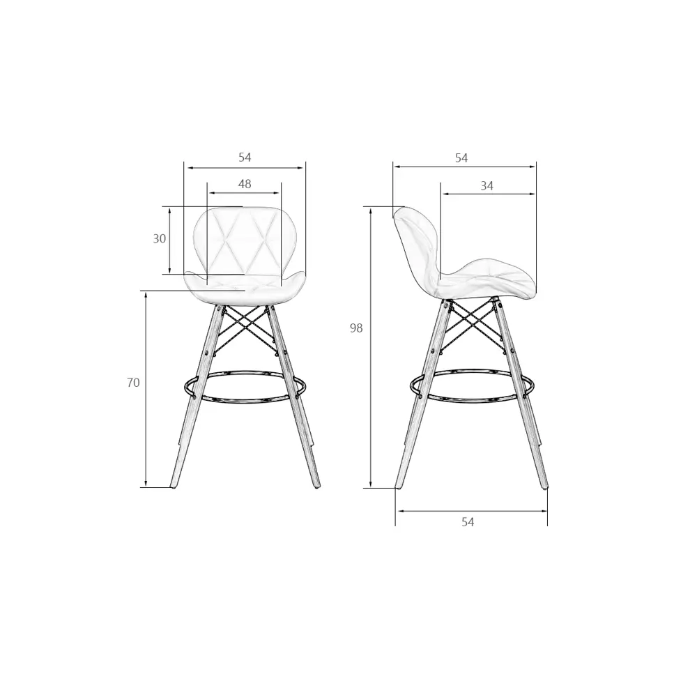 Фото 9 Комплект барных стульев 2 шт Dobrin Butterfly 54x98x54 см цвет белый