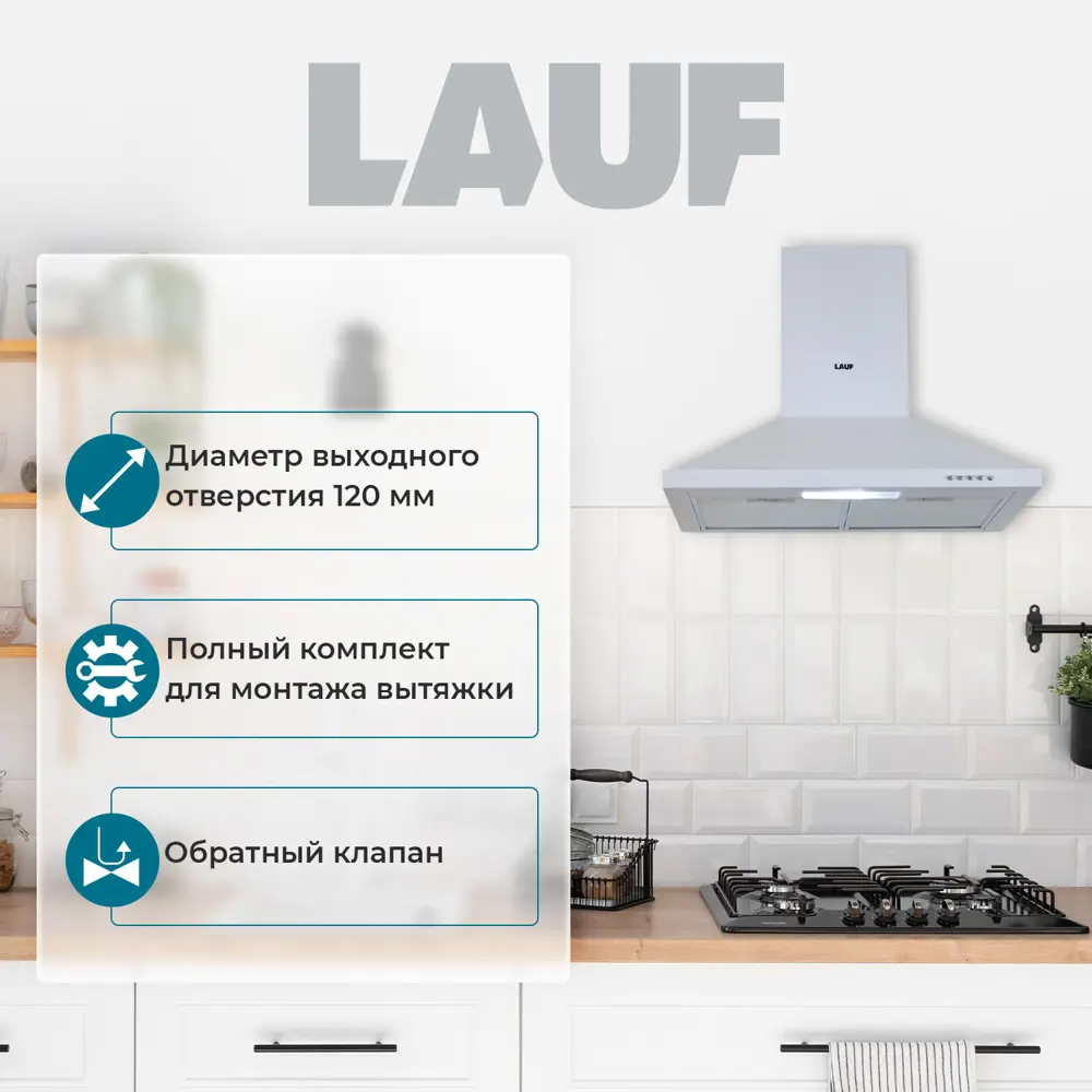 Фото 4 Вытяжка Lauf VEGA 600 WHITE 60 см цвет белый Фото 4 Вытяжка Lauf VEGA 600 WHITE 60 см цвет белый
