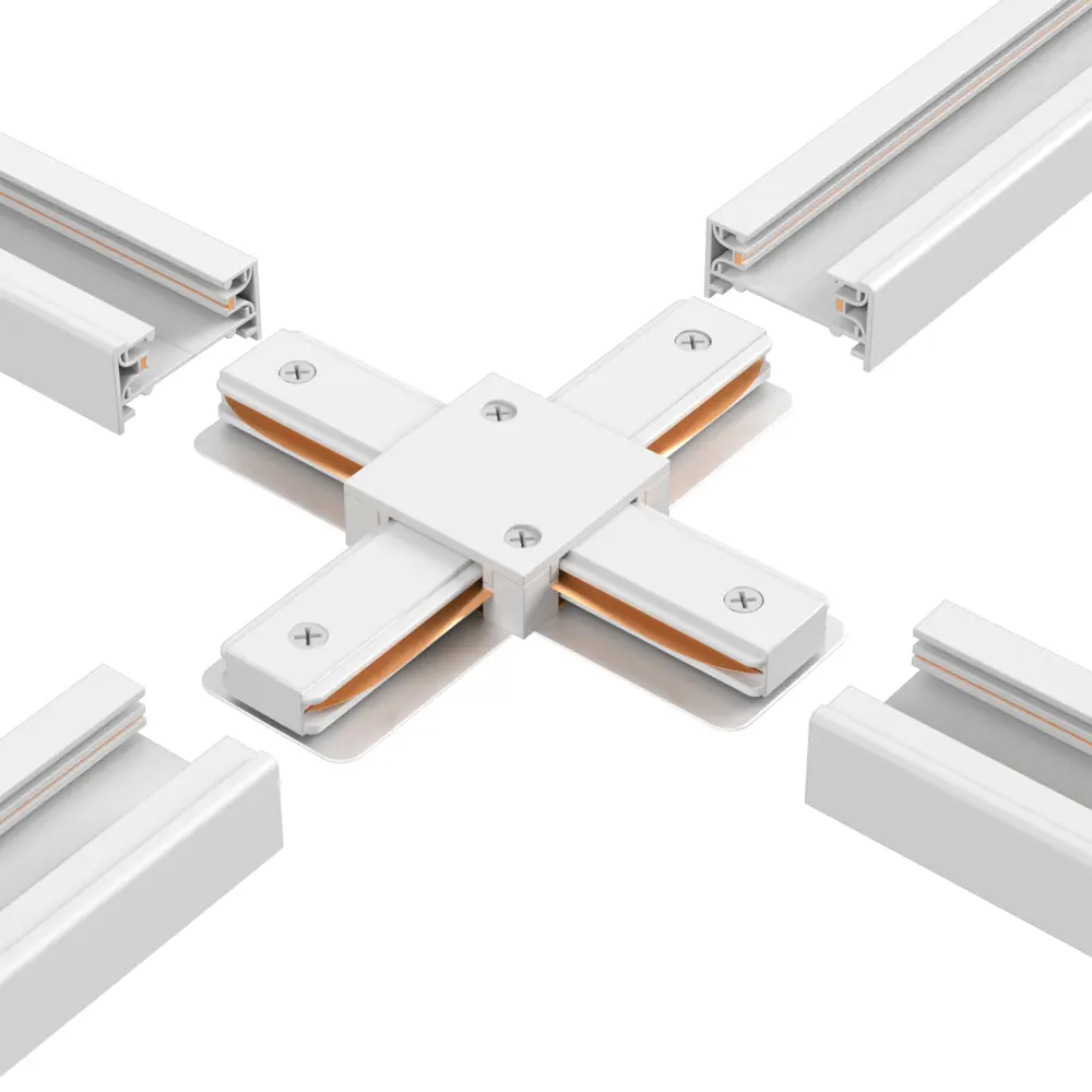 Фото 3 Коннектор Crystal Lux 039_1408 х-образный жесткий для соединения трековых шинопроводов однофазных цвет белый Фото 3 Коннектор Crystal Lux 039_1408 х-образный жесткий для соединения трековых шинопроводов однофазных цвет белый