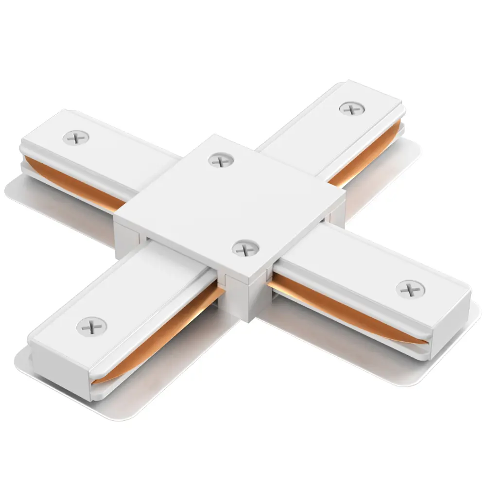 Фото 2 Коннектор Crystal Lux 039_1408 х-образный жесткий для соединения трековых шинопроводов однофазных цвет белый Фото 2 Коннектор Crystal Lux 039_1408 х-образный жесткий для соединения трековых шинопроводов однофазных цвет белый