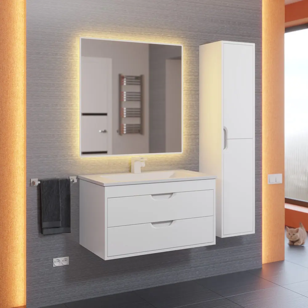 Фото 4 Тумба под раковину подвесная Uperwood Modul 2930205252 80см цвет белый Фото 4 Тумба под раковину подвесная Uperwood Modul 2930205252 80см цвет белый