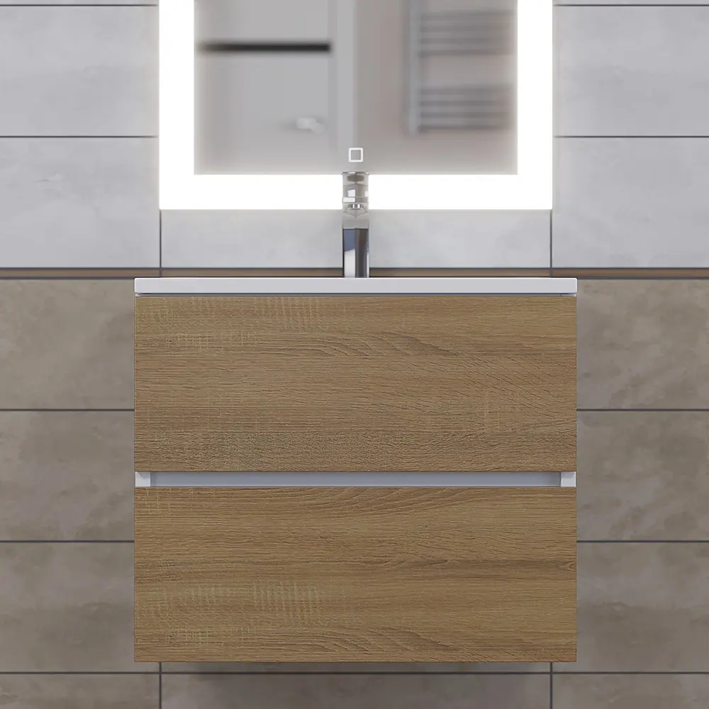 Фото 3 Тумба с раковиной для ванной подвесная Uperwood Barsa 60x45x57 см белая/дуб сонома, раковина белая Фото 3 Тумба с раковиной для ванной подвесная Uperwood Barsa 60x45x57 см белая/дуб сонома, раковина белая