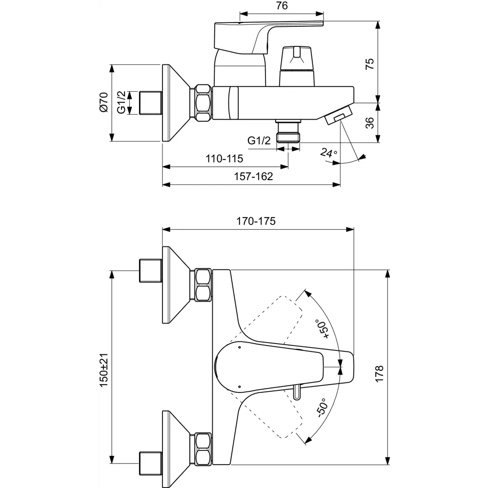 Фото 2 Смеситель для ванны Ideal standard BD048AA цвет хром Фото 2 Смеситель для ванны Ideal standard BD048AA цвет хром