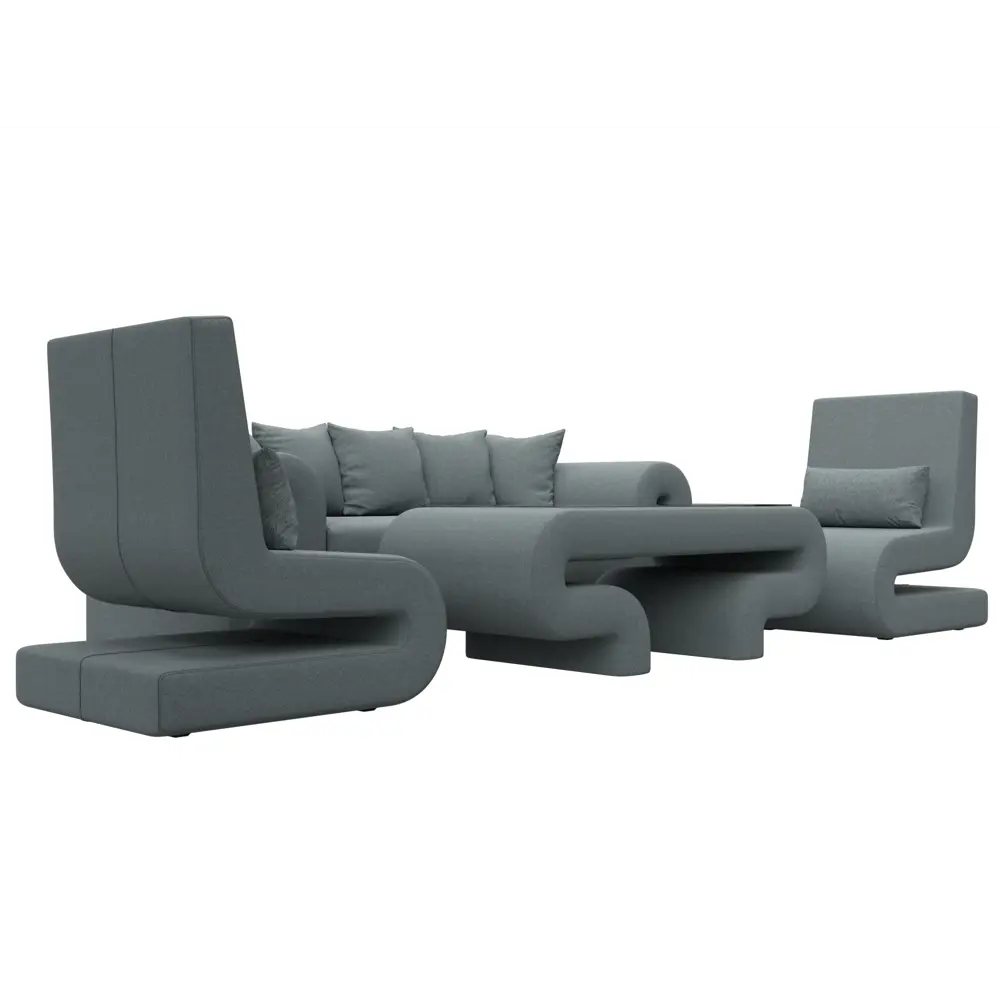 Фото 3 Набор Волна-2 стол/диван/2 кресла Лига диванов 125330 370x80x149 см рогожка цвет амур 07 серый Фото 3 Набор Волна-2 стол/диван/2 кресла Лига диванов 125330 370x80x149 см рогожка цвет амур 07 серый