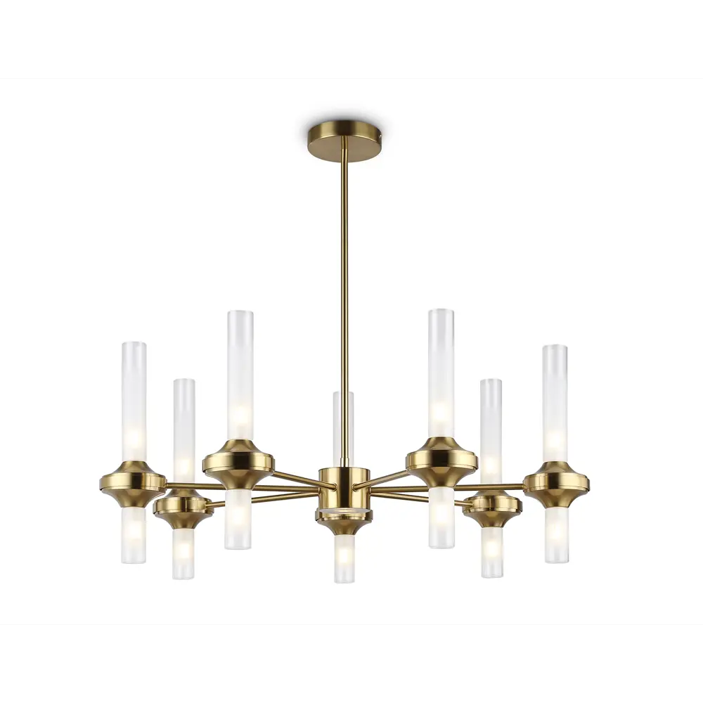 Фото Люстра на штанге Ambrella Light High Ambr_lh55360 14 ламп 28 м² цвет прозрачный/латунь Фото Люстра на штанге Ambrella Light High Ambr_lh55360 14 ламп 28 м² цвет прозрачный/латунь