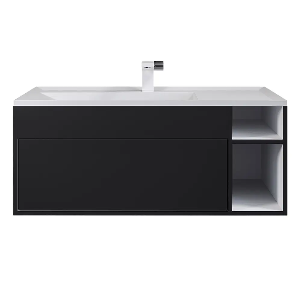 Фото Тумба с раковиной для ванной Uperwood Lotus Premium 100x50x44 см подвесная черная Фото Тумба с раковиной для ванной Uperwood Lotus Premium 100x50x44 см подвесная черная