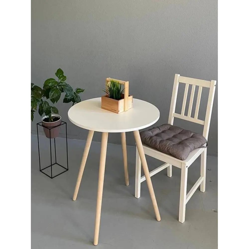 Фото Стол круглый Stol107-60-whitewood-dub 60x60 см ЛДСП цвет дуб Фото Стол круглый Stol107-60-whitewood-dub 60x60 см ЛДСП цвет дуб