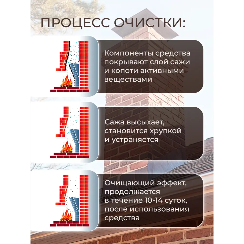 Фото 3 Средство для удаления сажи копоти Трубочист Счастливый дачник 100 гр 12 шт Фото 3 Средство для удаления сажи копоти Трубочист Счастливый дачник 100 гр 12 шт