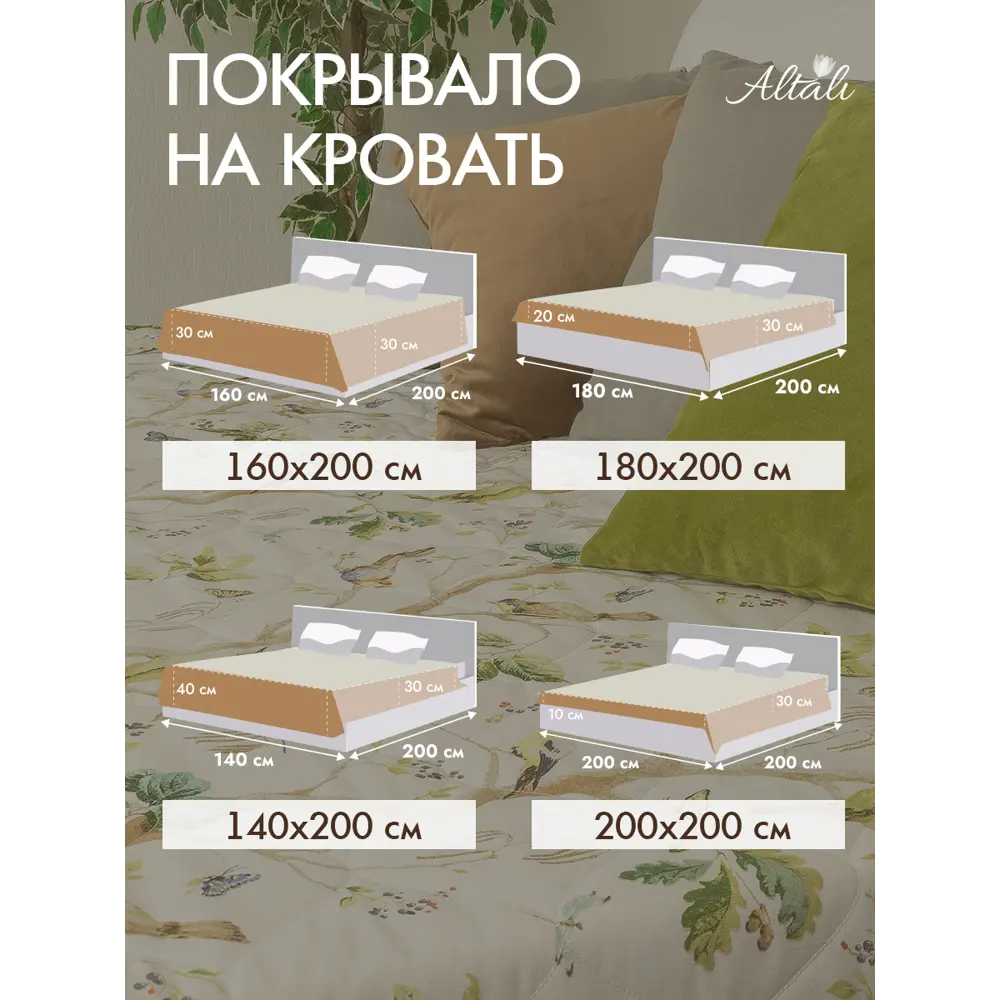 Фото 4 Покрывало Altali Лесная прогулка 193-2147/2 220x240 см хлопок цвет белый, серый, бежевый, красный, желтый, голубой Фото 4 Покрывало Altali Лесная прогулка 193-2147/2 220x240 см хлопок цвет белый, серый, бежевый, красный, желтый, голубой