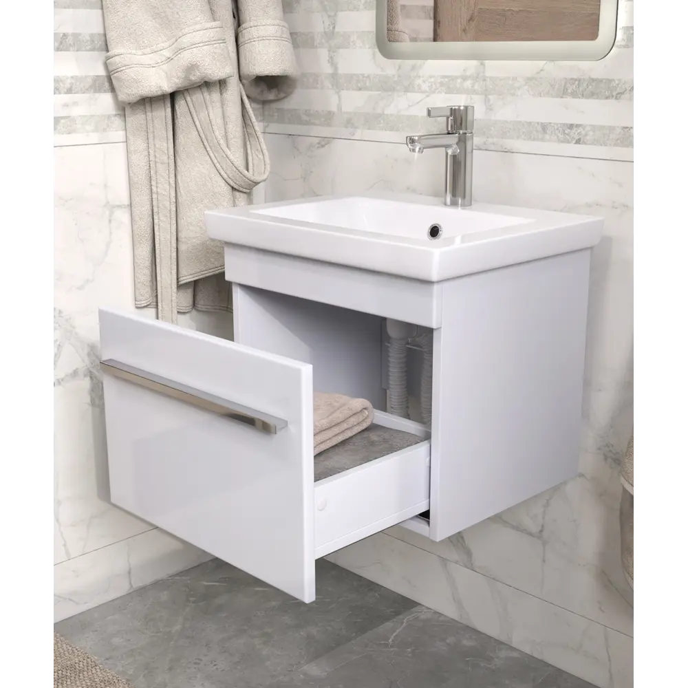 Фото 6 Тумба под раковину напольная Vigo tp-LAN-COM-50-1Y-LM 46см цвет белый