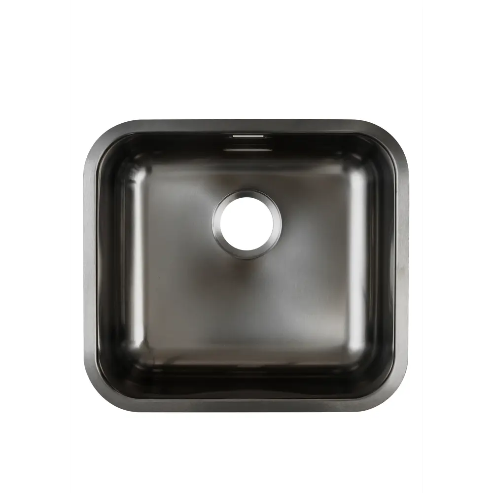 Фото 4 Мойка для кухни Grandex Aqua Select 49 PVD 44.5x49.5см глубина чаши 18.50см с сифоном нержавеющая сталь цвет антрацит Фото 4 Мойка для кухни Grandex Aqua Select 49 PVD 44.5x49.5см глубина чаши 18.50см с сифоном нержавеющая сталь цвет антрацит