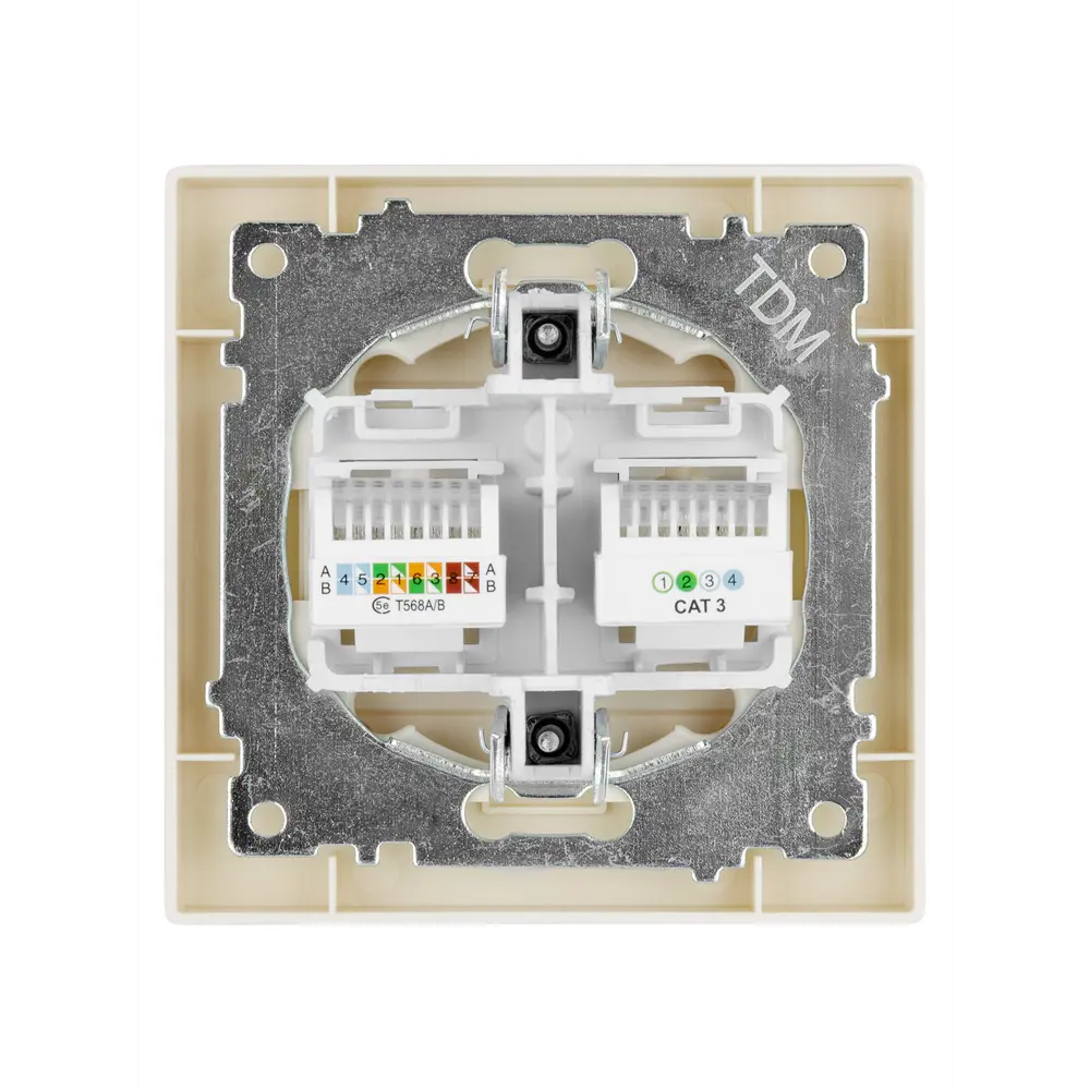 Фото 3 Розетка для телефона/компьютера встраиваемая Tdm electric SQ1816-0148 RJ11 RJ45 с заземлением цвет бежевый Фото 3 Розетка для телефона/компьютера встраиваемая Tdm electric SQ1816-0148 RJ11 RJ45 с заземлением цвет бежевый