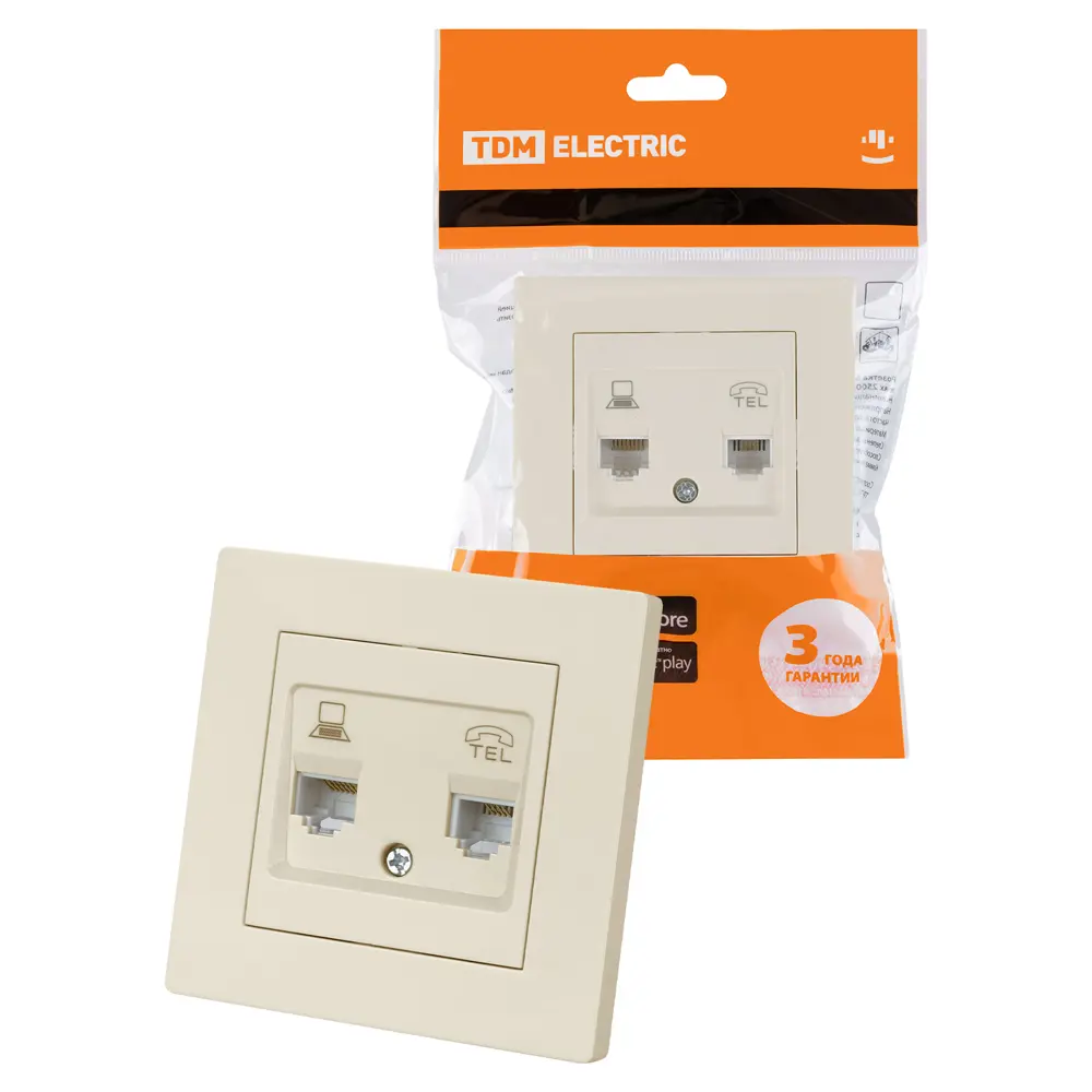 Фото Розетка для телефона/компьютера встраиваемая Tdm electric SQ1816-0148 RJ11 RJ45 с заземлением цвет бежевый Фото Розетка для телефона/компьютера встраиваемая Tdm electric SQ1816-0148 RJ11 RJ45 с заземлением цвет бежевый